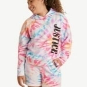 Justice Vibrant Tie-Dye Hoodie and Shorts